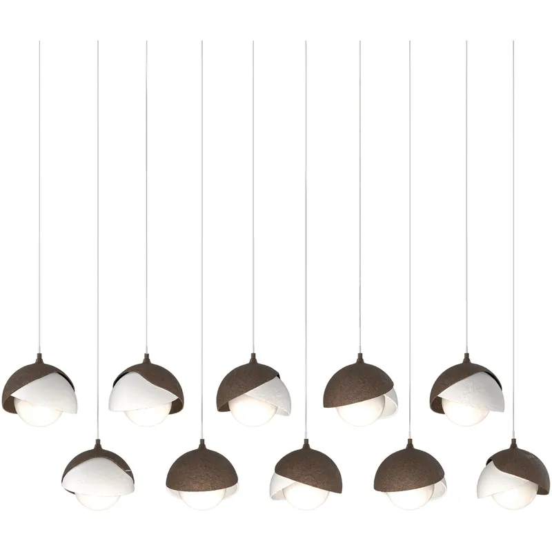 Brooklyn 10 Light 44.5 inch Bronze with White Pendant Ceiling Light in Bronze/White, Long