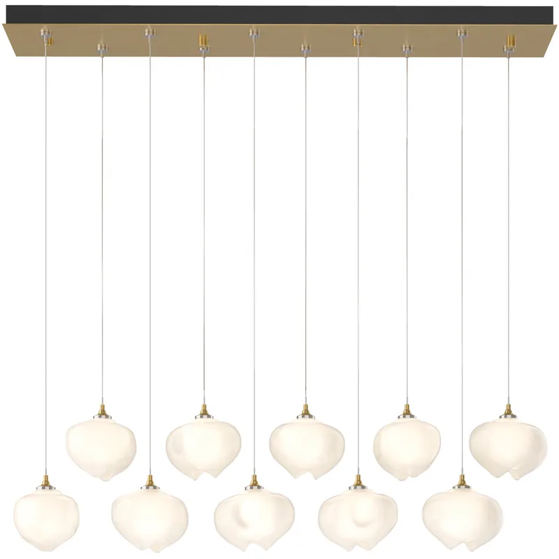 Ume 10 Light 44.7 inch Modern Brass Pendant Ceiling Light in Frosted, Standard