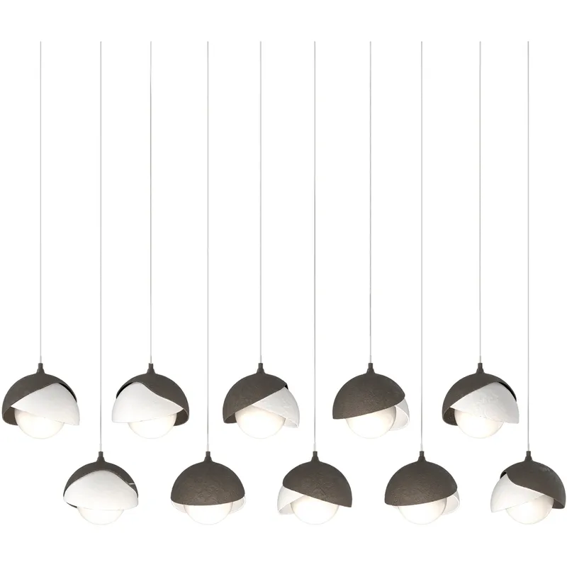 Brooklyn 10 Light 44.5 inch Dark Smoke with White Pendant Ceiling Light in Dark Smoke/White, Long