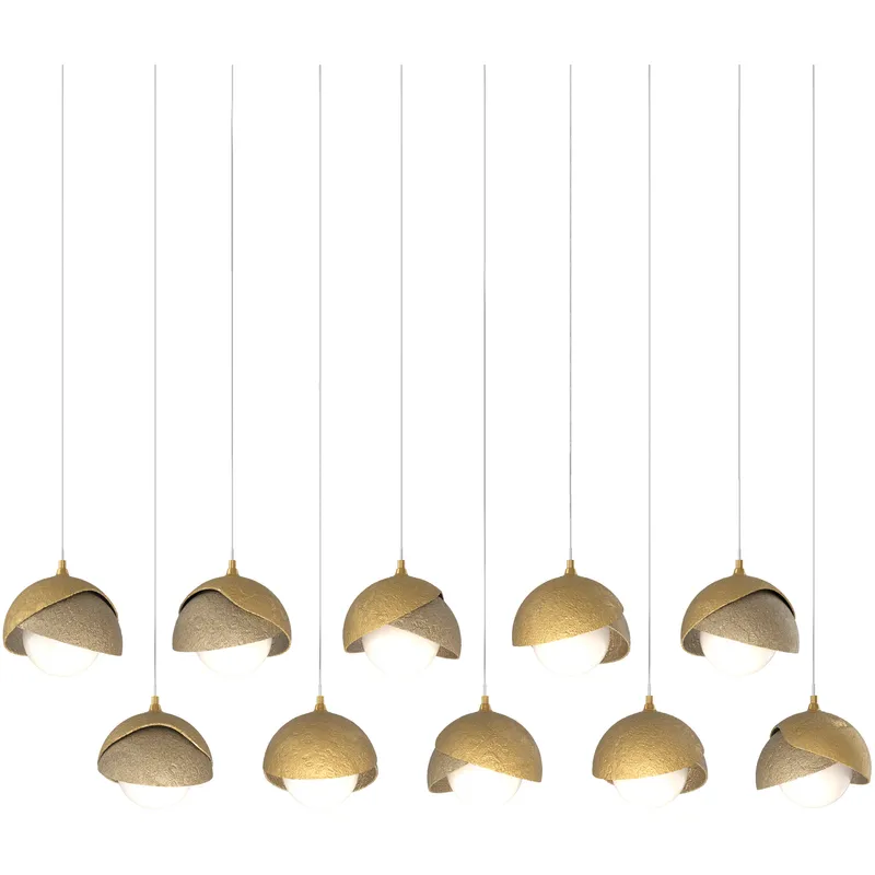 Brooklyn 10 Light 44.5 inch Modern Brass with Soft Gold Pendant Ceiling Light in Modern Brass/Soft Gold, Long