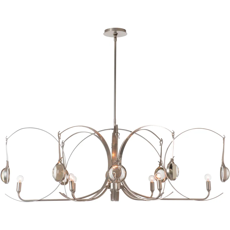 Optic 8 Light 50.6 inch Vintage Platinum and Black Oval Pendant Ceiling Light in Vintage Platinum/Black