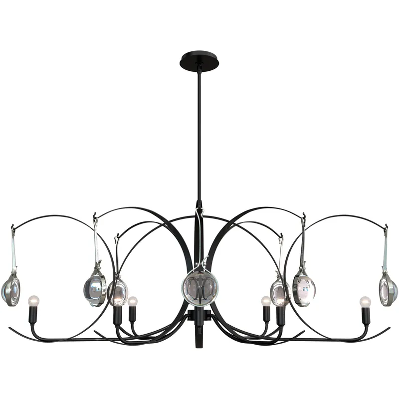 Optic 8 Light 50.6 inch Ink and Sterling Oval Pendant Ceiling Light
