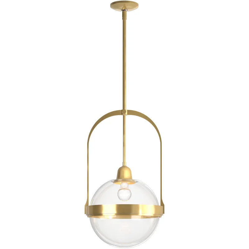 Atlas 1 Light 13.9 inch Modern Brass Pendant Ceiling Light in Clear