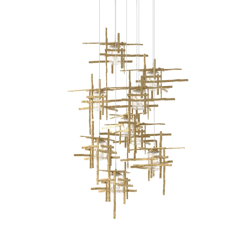 Tura 9 Light 29.6 inch Modern Brass Pendant Ceiling Light, Long