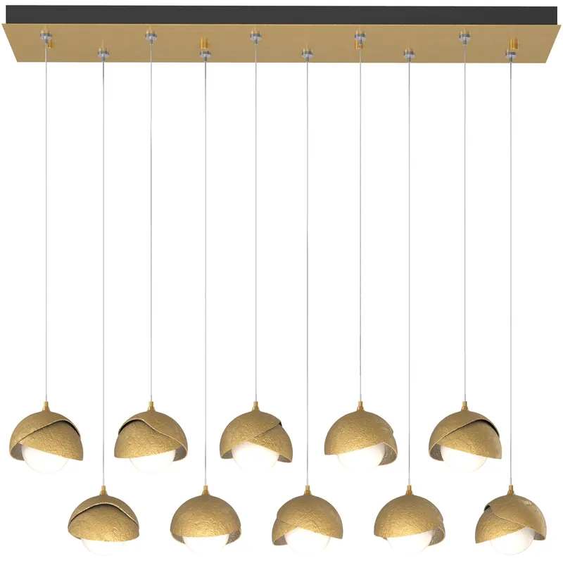 Brooklyn 10 Light 44.5 inch Natural Iron with Clear Steel Pendant Ceiling Light, Standard