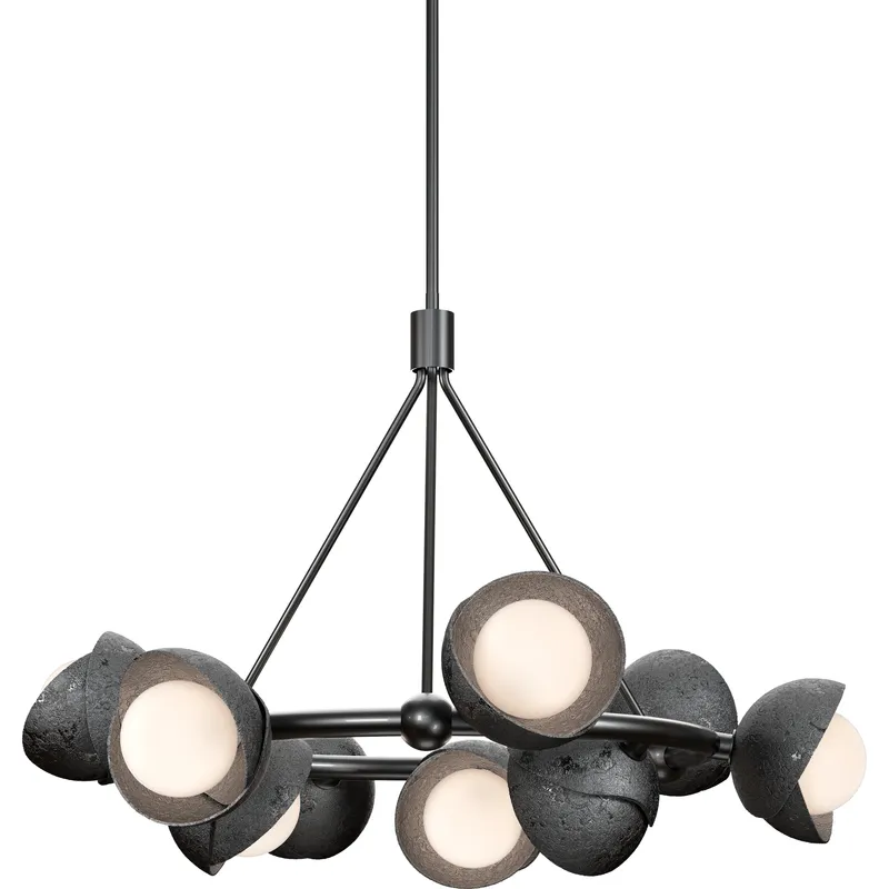 Brooklyn 9 Light 32 inch Dark Smoke with Clear Steel Ring Pendant Ceiling Light