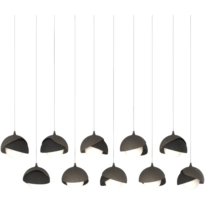 Brooklyn 10 Light 44.5 inch Dark Smoke with Black Pendant Ceiling Light in Dark Smoke/Black, Long