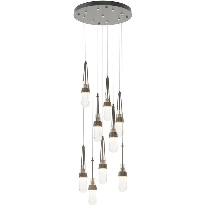 Link 9 Light 20.5 inch Dark Smoke Pendant Ceiling Light in Clear Bubble, Standard