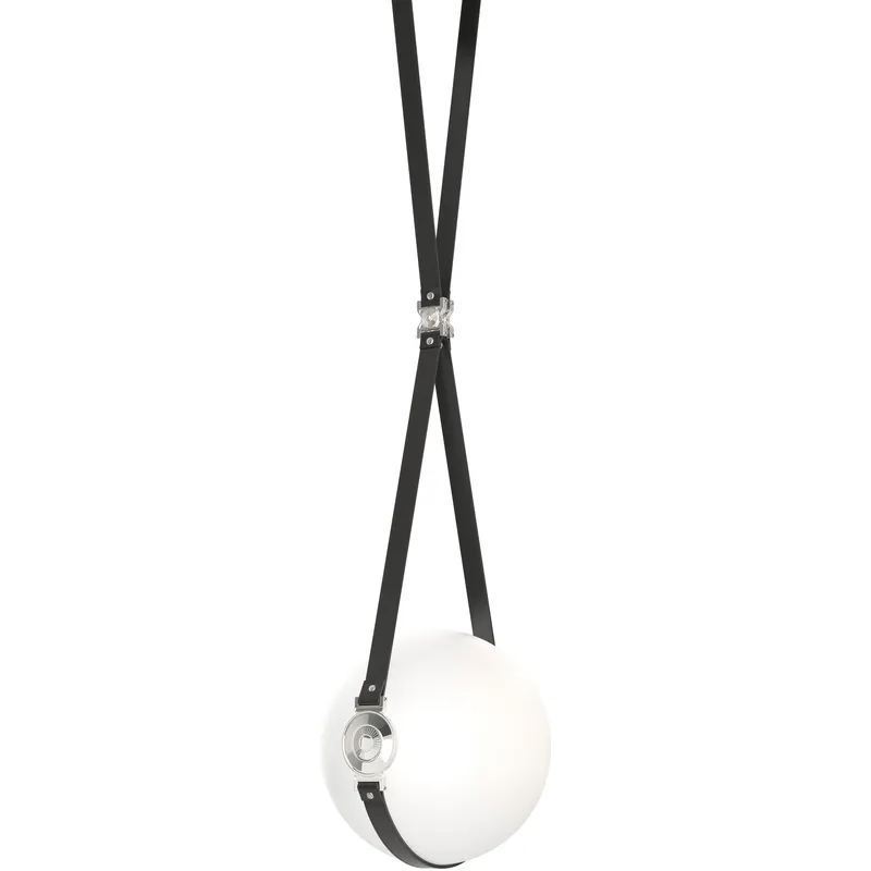 Derby LED 10.9 inch Black with Polished Nickel Pendant Ceiling Light in Leather Black/Non-Branded Plate, Black/Polished Nickel, Short