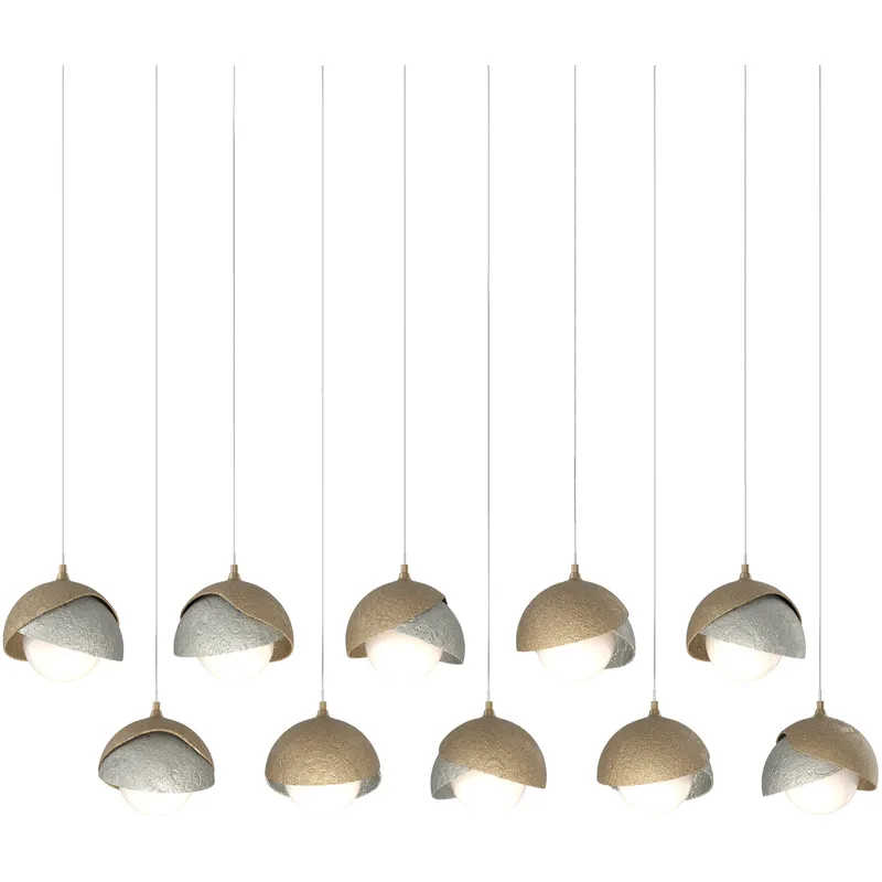 Brooklyn 10 Light 44.5 inch Soft Gold with Sterling Pendant Ceiling Light in Soft Gold/Sterling, Long