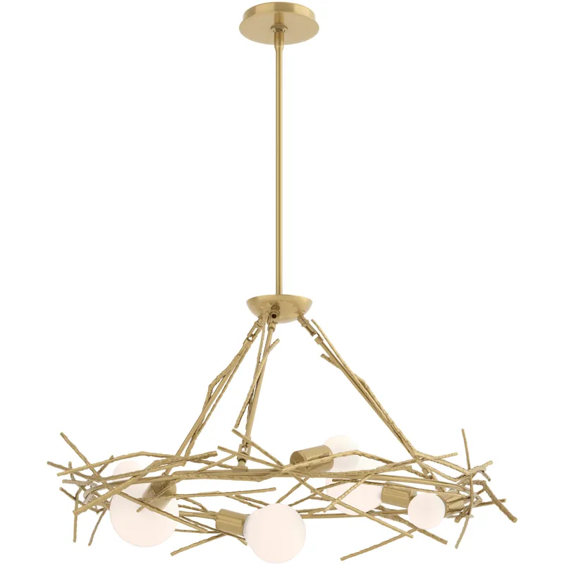 Brindille 6 Light 37.3 inch Modern Brass Circular Pendant Ceiling Light