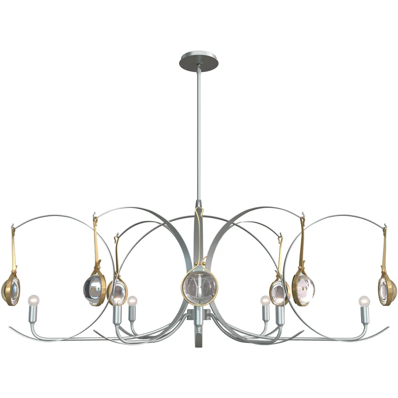 Optic 8 Light 50.6 inch Vintage Platinum and Modern Brass Oval Pendant Ceiling Light in Vintage Platinum/Modern Brass