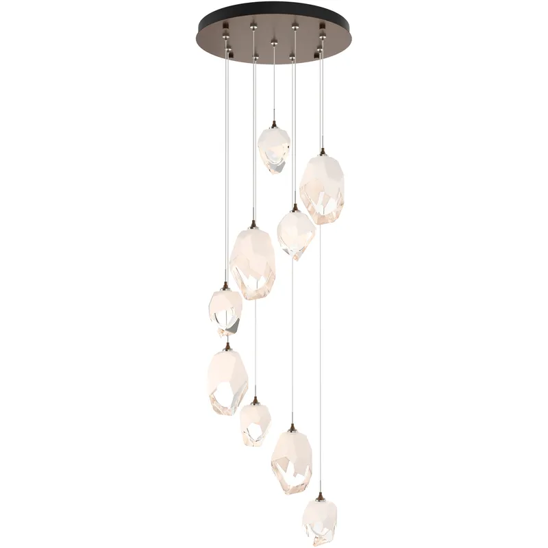 Chrysalis 9 Light 20.5 inch Bronze Pendant Ceiling Light in White Crystal, Long