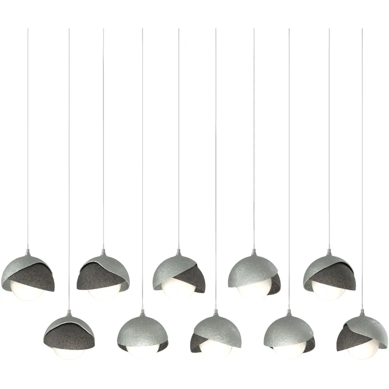 Brooklyn 10 Light 44.5 inch Vintage Platinum with Natural Iron Pendant Ceiling Light in Vintage Platinum/Natural Iron, Long