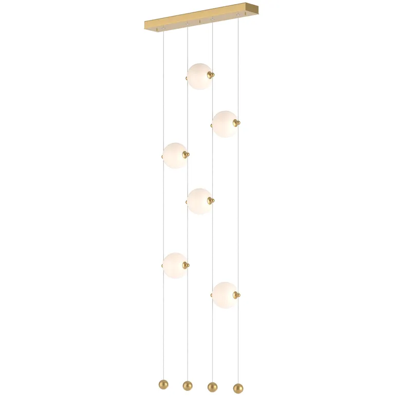 Abacus LED 22.3 inch Modern Brass Ceiling-to-Floor Pendant Ceiling Light in Opal