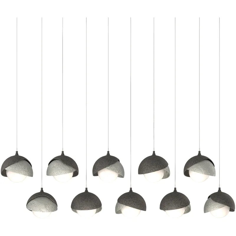 Brooklyn 10 Light 44.5 inch Natural Iron with Sterling Pendant Ceiling Light in Natural Iron/Sterling, Long