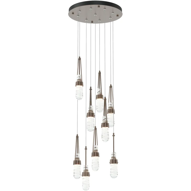 Link 9 Light 20.5 inch Bronze Pendant Ceiling Light in Clear with White Threading, Standard