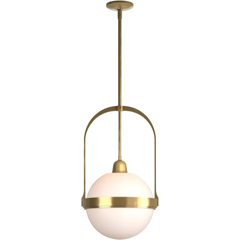 Atlas 1 Light 13.9 inch Modern Brass Pendant Ceiling Light in Opal