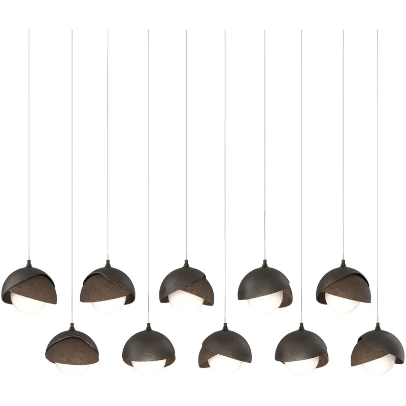 Brooklyn 10 Light 44.5 inch Oil Rubbed Bronze with Bronze Pendant Ceiling Light in Oil Rubbed Bronze/Bronze, Long