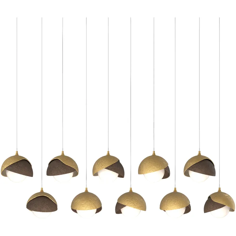 Brooklyn 10 Light 44.5 inch Modern Brass with Bronze Pendant Ceiling Light in Modern Brass/Bronze, Long
