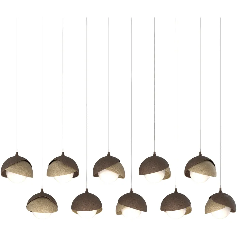 Brooklyn 10 Light 44.5 inch Bronze with Soft Gold Pendant Ceiling Light in Bronze/Soft Gold, Long