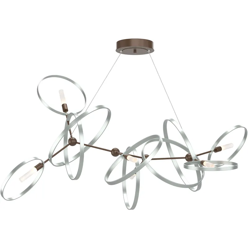 Celesse 6 Light 59.7 inch White and Vintage Platinum Pendant Ceiling Light