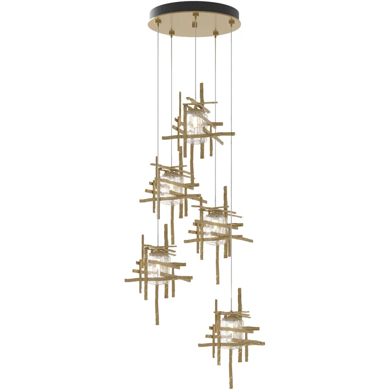Tura 5 Light 27.3 inch Modern Brass Pendant Ceiling Light, Standard