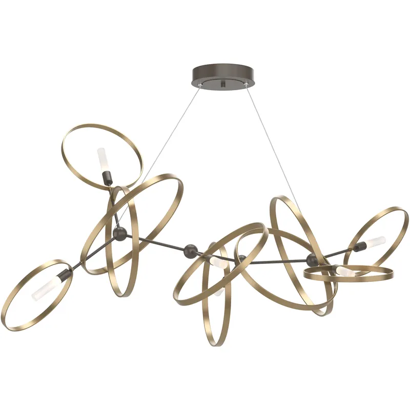 Celesse 6 Light 59.7 inch Dark Smoke and Soft Gold Pendant Ceiling Light in Dark Smoke/Soft Gold