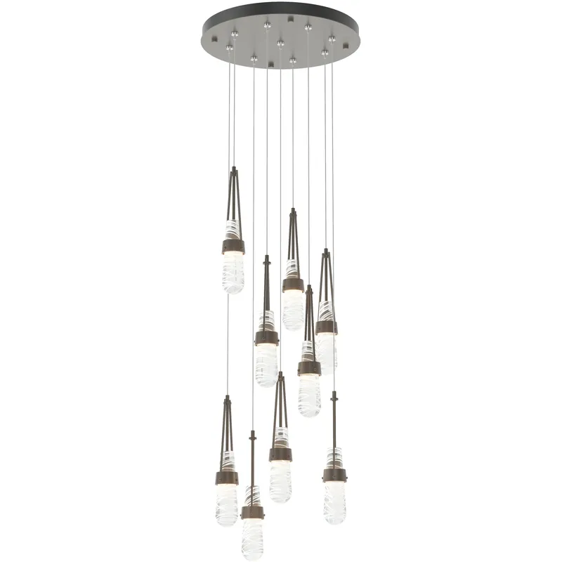 Link 9 Light 20.5 inch Dark Smoke Pendant Ceiling Light in Clear with White Threading, Standard