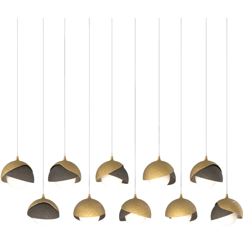 Brooklyn 10 Light 44.5 inch Modern Brass with Dark Smoke Pendant Ceiling Light in Modern Brass/Dark Smoke, Long