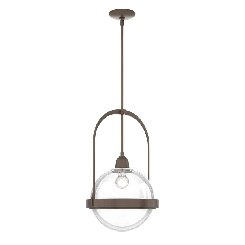 Atlas 1 Light 13.9 inch Bronze Pendant Ceiling Light in Clear