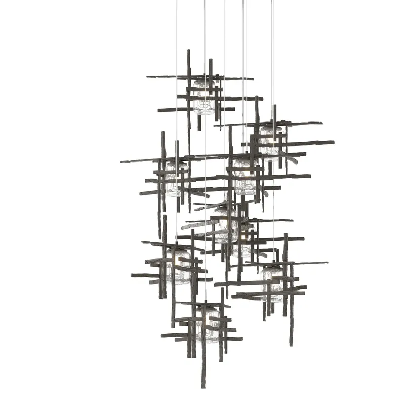 Tura 9 Light 29.6 inch Dark Smoke Pendant Ceiling Light, Long