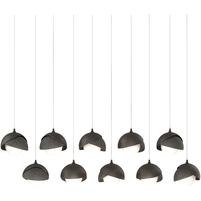 Brooklyn 10 Light 44.5 inch Oil Rubbed Bronze with Natural Iron Pendant Ceiling Light in Oil Rubbed Bronze/Natural Iron, Long