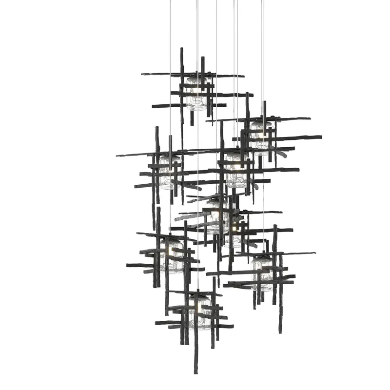 Tura 9 Light 29.6 inch Black Pendant Ceiling Light, Long