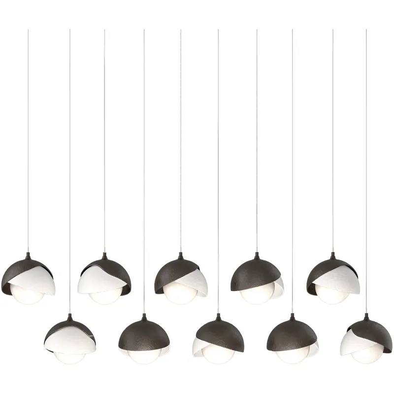 Brooklyn 10 Light 44.5 inch Oil Rubbed Bronze with White Pendant Ceiling Light in Oil Rubbed Bronze/White, Long