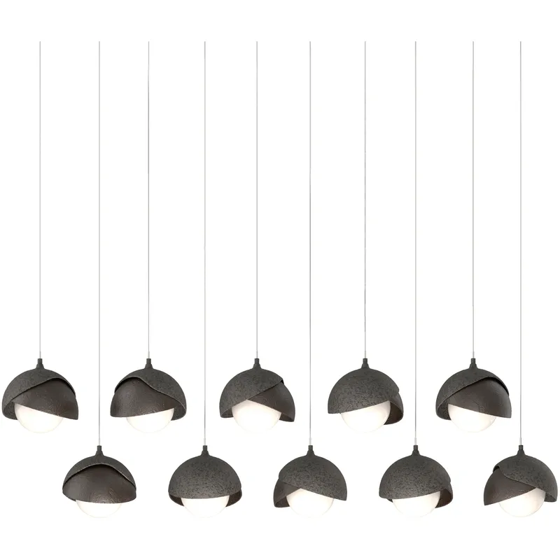 Brooklyn 10 Light 44.5 inch Natural Iron with Oil Rubbed Bronze Pendant Ceiling Light in Natural Iron/Oil Rubbed Bronze, Long