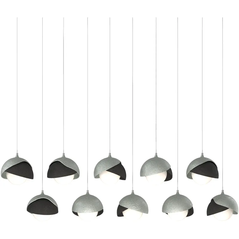 Brooklyn 10 Light 44.5 inch Vintage Platinum with Black Pendant Ceiling Light in Vintage Platinum/Black, Long