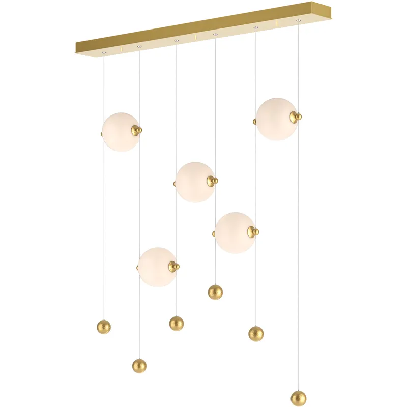 Abacus LED 41 inch Modern Brass Pendant Ceiling Light in Opal