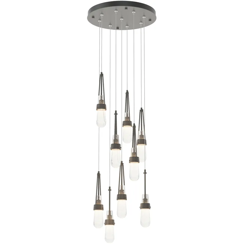 Link 9 Light 20.5 inch Natural Iron Pendant Ceiling Light in Clear Bubble, Standard