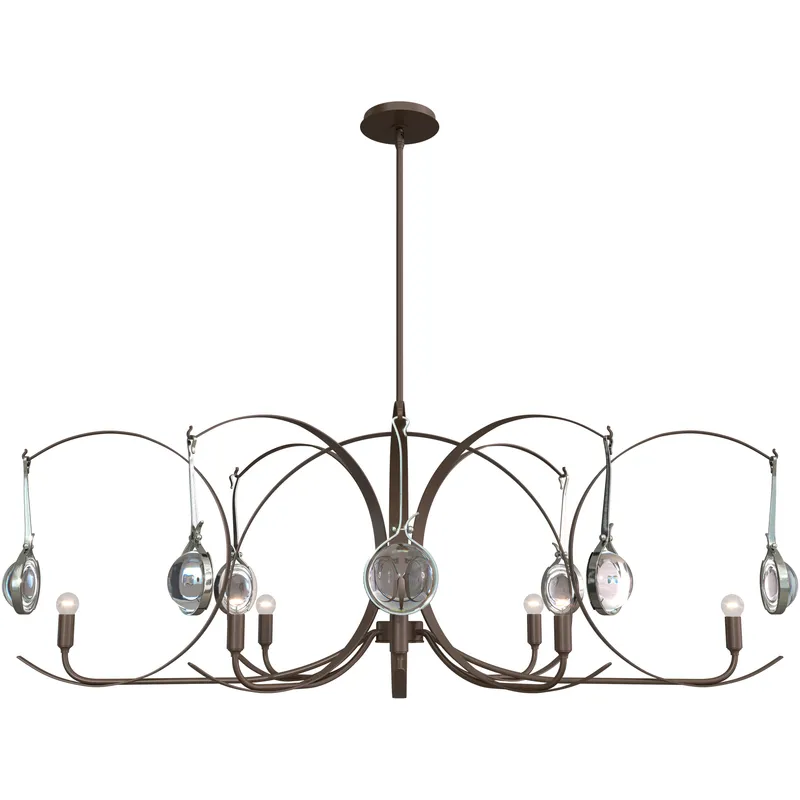 Optic 8 Light 50.6 inch Bronze and Sterling Oval Pendant Ceiling Light in Bronze/Sterling