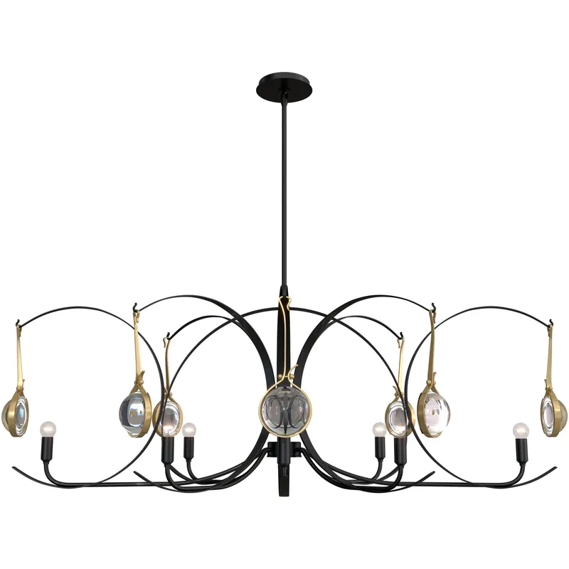 Optic 8 Light 50.6 inch Ink and Modern Brass Oval Pendant Ceiling Light