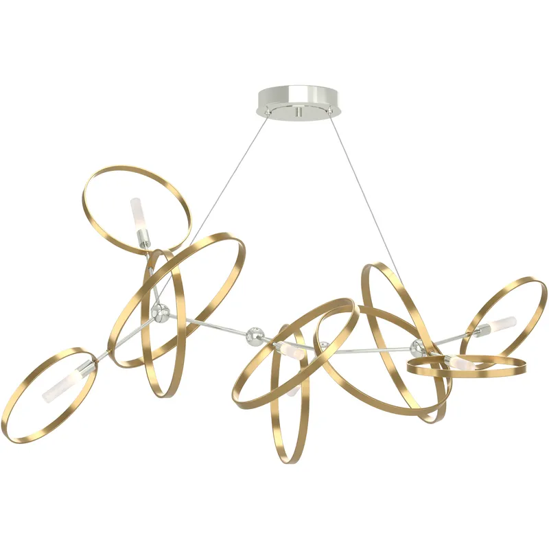 Celesse 6 Light 59.7 inch Sterling and Modern Brass Pendant Ceiling Light in Sterling/Modern Brass
