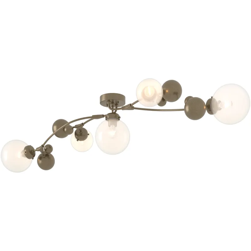 Sprig 5 Light 21 inch Soft Gold Semi-Flush Ceiling Light in Opaline