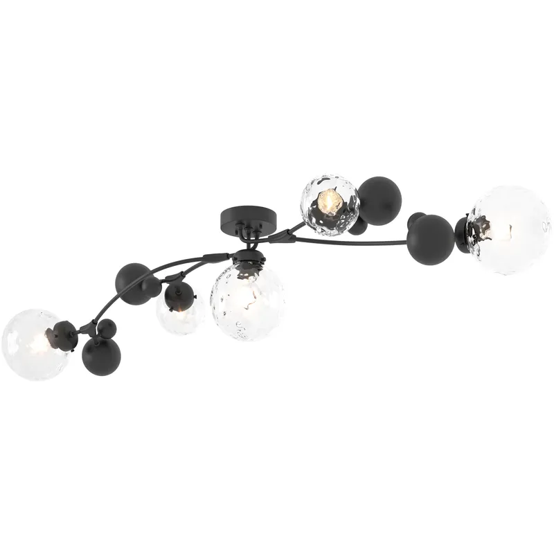Sprig 5 Light 21 inch Black Semi-Flush Ceiling Light in Water