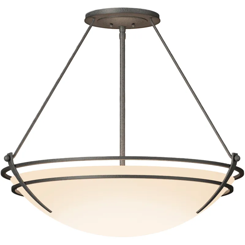 Presidio Tryne 3 Light 28.6 inch Natural Iron Semi-Flush Ceiling Light in Opal, Large