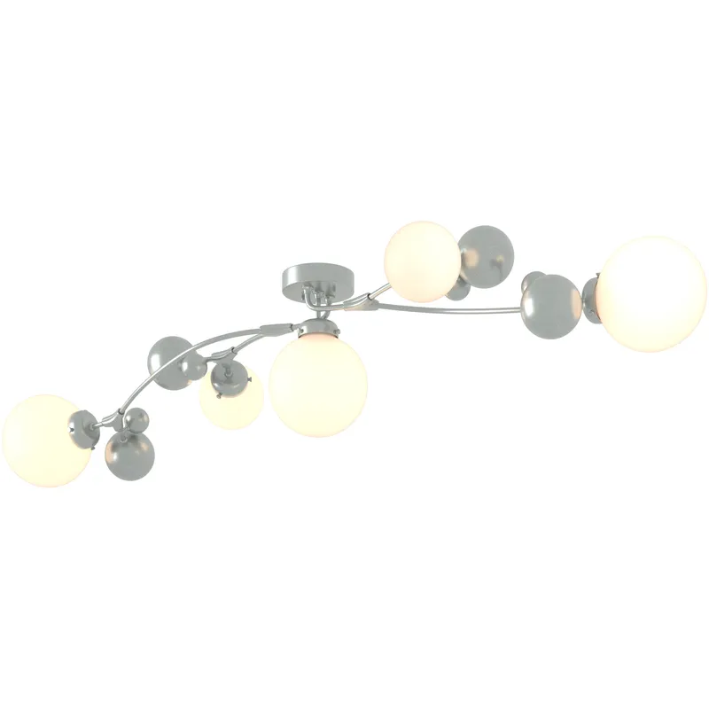 Sprig 5 Light 21 inch Vintage Platinum Semi-Flush Ceiling Light in Opal