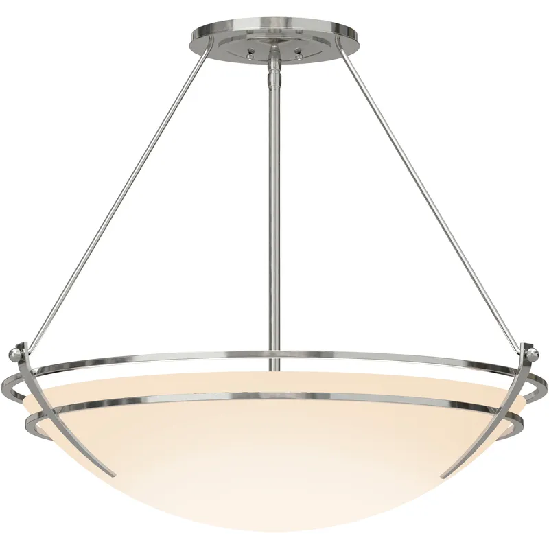 Presidio Tryne 3 Light 28.6 inch Sterling Semi-Flush Ceiling Light in Opal, Large
