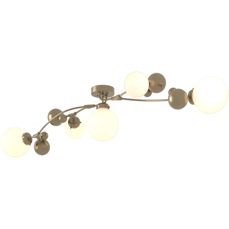 Sprig 5 Light 21 inch Soft Gold Semi-Flush Ceiling Light in Opal