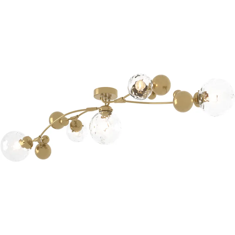 Sprig 5 Light 61.7 inch Modern Brass Semi-Flush Ceiling Light in Water