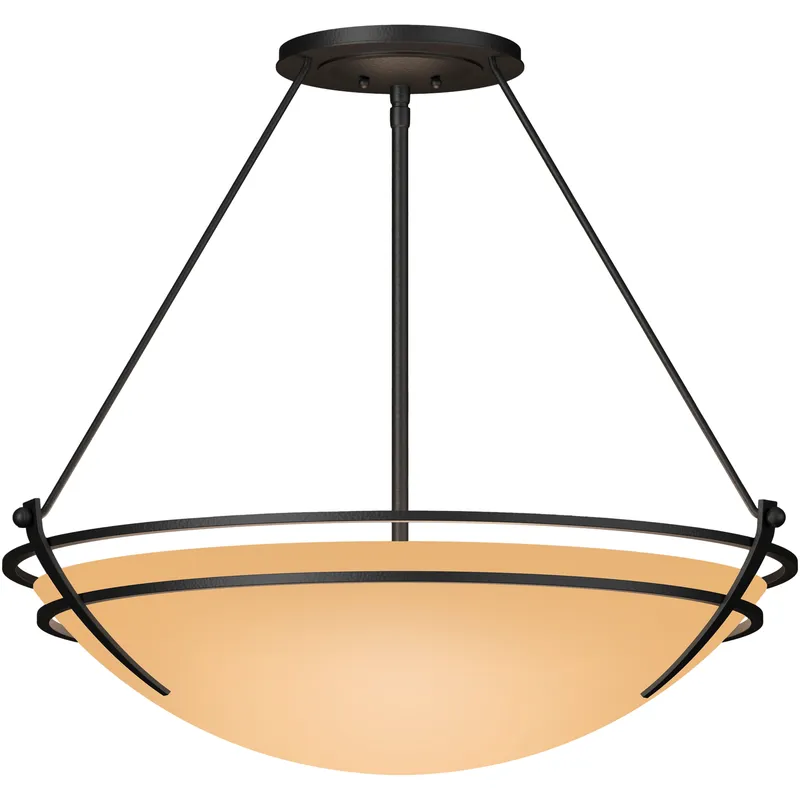Presidio Tryne 3 Light 28.6 inch Black Semi-Flush Ceiling Light in Sand, Large